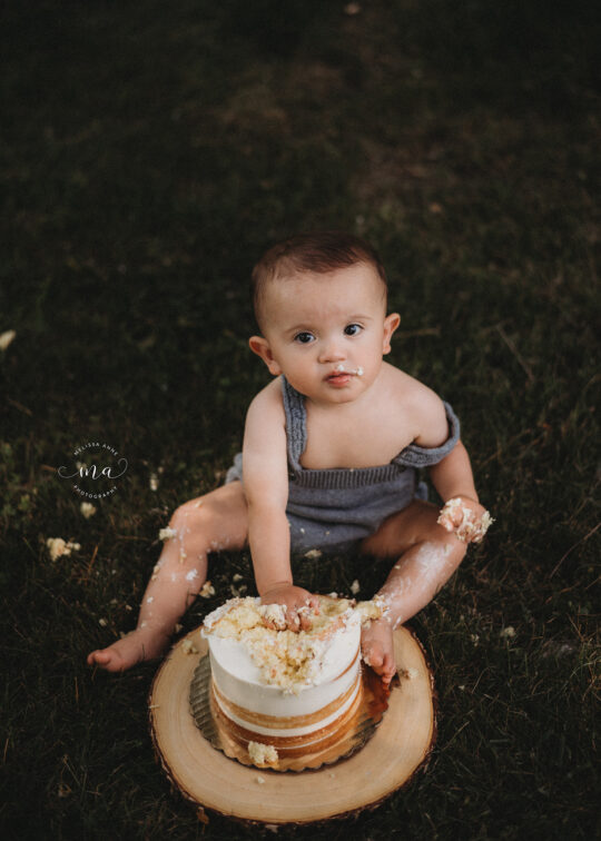 Metro Detroit Michigan photographer Melissa Anne Photography outdoor cake smash photo session