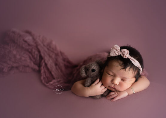 michigan newborn photographer melissa anne photography baby girl with teddy bear