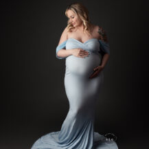 Metro-Detroit-Michigan maternity-photographer Melissa Anne Photography baby blue gown in studio maternity photo shoot
