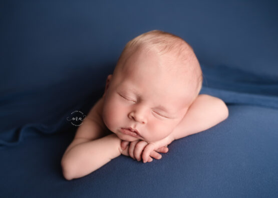 Michigan newborn photographer Melissa Anne Photography baby boy forward facing pose