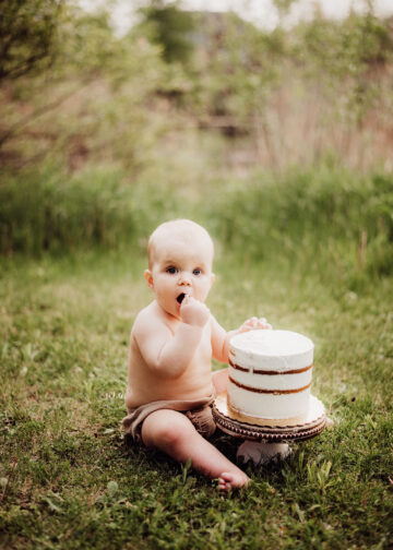 Michigan photographer Melissa Anne Photography photography outdoor cake smash first birthday photos