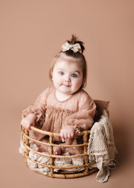 Troy Michigan photographer Melissa Anne photography milestone photo session with seven month old girl