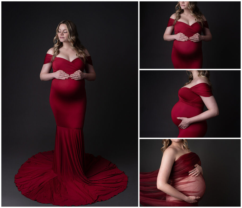 metro-detroit-maternity-photographer-melissa-anne-photography-red-couture-maternity-gown-pregnancy-photo-seesion-in-studio