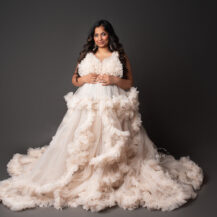 Metro Detroit maternity photographer Melissa Anne Photography couture tulle maternity gown in cream