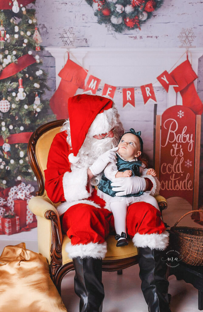 Santa Christmas mini session Troy Michigan Melissa Anne Photography Santa with baby girl