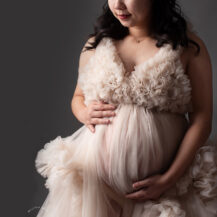 Troy Michigan maternity photographer Melissa Anne Photography maternity gown neutral tulle maternity gown