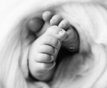 Troy Michigan newborn photographer Melissa Anne Photography macro detail of baby feet black and white photo