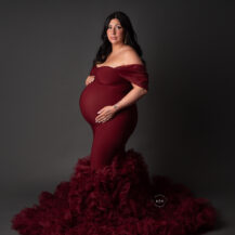 Birmingham Michigan maternity newborn photographer Melissa Anne Photography studio maternity photo session with couture gown