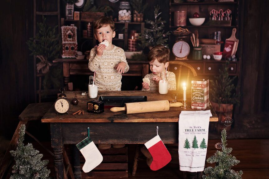 Troy-Michigan-Christmas-mini-sessions-Melissa-Anne-Photography-twin-boys-eating-cookies